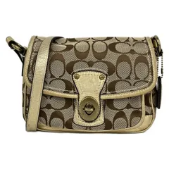 COACH(コーチ) ショルダーバッグ シグネチャークリケットショルダーバッグ F10566 カーキ×ゴールド レザー
