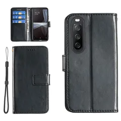 【KSK】Sony Xperia 10 III / 10 III Lite SO-52B SOG04 A102SO(6.0インチ)対応 手帳型 ケース カードエクスぺリア10 III 6インチ（ブラック）収納 レザー 携帯カバー 銀行カード現金 スマホケース