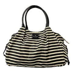 Kate spade(ケイトスペード) ショルダーバッグ - PXRU3369 黒×白 ボーダー/マザーズバッグ レザー