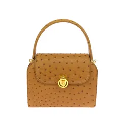 FARAONI ファラオーニ 2WAYハンドバッグ  ボックス型/フルポイント/オーストリッチ/キャメル    ブラウン レディース / 240001189764 FARAONI ファラオーニ 2WAYハンドバッグ ボックス型/フルポイント