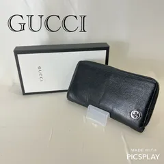 ＧＵＣＣＩ グッチ ロングウォレット ラウンドファスナー４０８８０１ チェルシーインターロッキングＧ ブラック