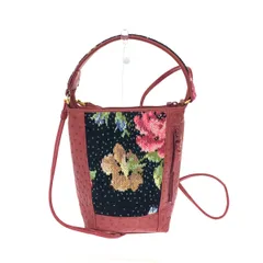 オーストリッチ チェリー ピンク ハンドバッグ シェニール織 花柄 希少 
