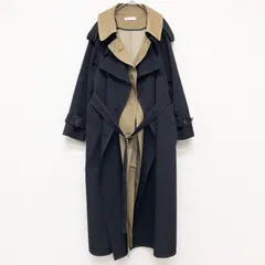 ADEAM　アディアム　トレンチコート　レイヤード　バイカラー　コットン　ポリエステル　ベージュ　黒　日本製　レディース　0　b00628