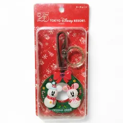 東京ディズニーリゾート 25周年 キーチェーン クリスマス 2008 雪だるま ミッキー&ミニー