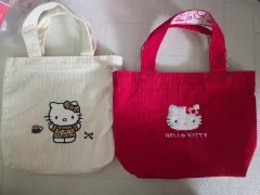 ハローキティ コーデュロイ ミニ トートバッグ アイボリー/レッド 1個あたり