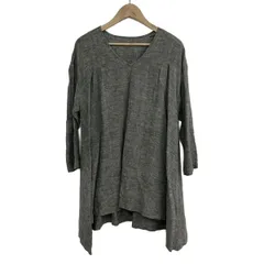 nest Robe(ネストローブ) ワンピース レディース - グレー Vネック/長袖/ミニ/麻