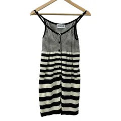 JOCOMOMOLA(ホコモモラ) ワンピース サイズ40 XL レディース - アイボリー×黒 キャミワンピ/ミニ/ニット/ボーダー/チェック柄