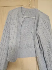 レディース ブルー カーディガン