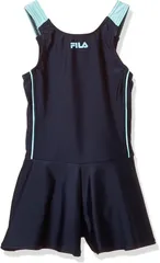 FILA ロゴデザインワンピース水着 ロゴデザイン キュロットワンピース水着 124685 ガールズ カラー	 ブラック×サックス