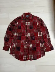 ポロラルフローレン レッド パッチワーク シャツ L