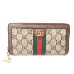 Ft1312581 グッチ 長財布 ラウンドファスナー オフィディア GGスプリーム  シェリーライン 523154 ベージュ レディース GUCCI 中古