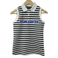 PEARLY GATES(パーリーゲイツ) ノースリーブポロシャツ サイズ00 XS レディース - 白×黒×マルチ ボーダー