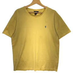 90's vintage 90年代 ヴィンテージ Polo by Ralph Lauren ポニー刺繡 クルーネック 半袖 Tシャツ ワンポイントロゴ刺繡 China製 Lサイズ イエロー