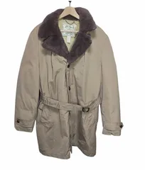 70s USA製 L.L.Bean エルエルビーン 筆記体タグ グースダウン ムートン襟 ベルト付き コート