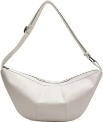 MYSKUFT ショルダーバッグ ホーボーバッグ ラウンドショルダー レディース 斜め掛け ワンショルダー ボディ ミニバッグ メッセンジャー 三日月型 PUレザー (ホワイト,  横44x高さ21xマチ6cm)