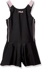 FILA ロゴデザインワンピース水着 ロゴデザイン キュロットワンピース水着 124685 ガールズ ブラック/ピンク