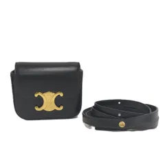 CELINE ミニクロード ショルダーバッグ トリオンフ レザー ブラック 10I513