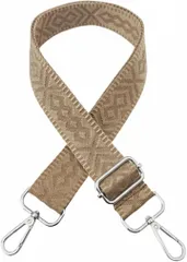 ａｄｚｕ ショルダーストラップ ジャガード織り 幅3.8cm 回転カラビナ ショルダーベルト バッグ用 長さ調整可 レディース 幾何柄 (サンドベージュ)