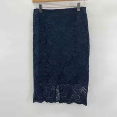 GU ジーユー レディース ひざ丈スカート レースデザイン サイズM ネイビー