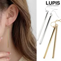 ピアス フックピアス ロングバー スクエア メタル 大ぶり 大振り 大きめ 揺れる ぶらさがり ゴールド シルバー ルピス o811