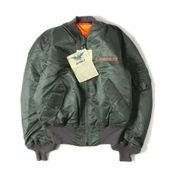 AVIREX アヴィレックス ジャケット グリーン サイズ:M | 希少 デッドストック | 90s ナイロンツイル MA-1 フライトジャケット | USA製 | 90年代 古着 ヴィンテージ | アウター ブルゾン 上着【メンズ】【中古】