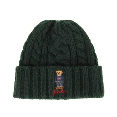 【美品】POLO Ralph Lauren ポロ ラルフローレン ビーニー グリーン サイズ:ONE SIZE | 現行モデル | ポロベア ローゲージ ニット キャップ | ブランド 帽子【メンズ】【中古】