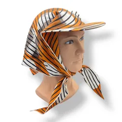 新品同様 HERMES エルメス スカーフキャップ 帽子 シルク オレンジのサムネイル