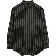 古着 80~90年代 エディーバウアー Eddie Bauer 黒タグ 長袖 ボタンダウンストライプシャツ メンズL相当 ヴィンテージ/eaa614084