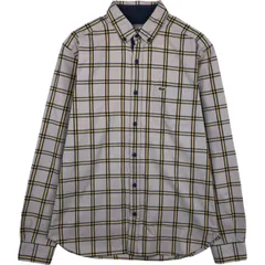 古着 ラコステ LACOSTE SLIM FIT 長袖 ボタンダウンチェックシャツ メンズM相当/eaa614085