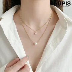 ネックレス レディース レイヤード 2連 ストーン パール シンプル お呼ばれ オケージョン ルピス q649