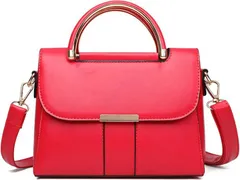 MYSKUFT ショルダーバッグ ハンドバッグ ミニとーと 斜めがけ 2way 小さめ レディース コンパクト PUレザー かばん (レッド,  横23cmx縦19cmxマチ13cm)