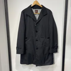 RS13◇ TAKEO KIKUCHI タケオキクチ　ステンカラーコート　Mサイズ相当　メンズ　ネイビー系　フロントボタン留め　袖ベルト付き　ハンドポケット付き