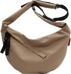 MYSKUFT ショルダーバッグ ホーボーバッグ スリングバッグ レディース カジュアル ボディバッグ ハーフムーンバッグ ラウンドショルダー ダブルファスナー 斜め掛け 三日月 (カーキ,  幅:約33cmx高さ:約22cmxマチ:約7cm)