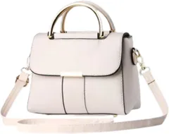 MYSKUFT ショルダーバッグ ハンドバッグ ミニとーと 斜めがけ 2way 小さめ レディース コンパクト PUレザー かばん (ホワイト,  横23cmx縦19cmxマチ13cm)