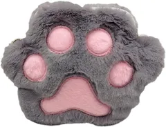 APOSITV 肉球 ポシェット 斜めがけ バッグ ポーチ 小物入れ スマホショルダー ふわふわ レディース (グレー)