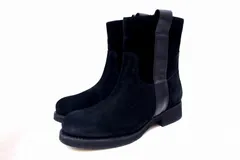 【230236】FABIO RUSCONI ファビオルスコーニ  スエード×レザー ショートブーツ ミドル・ハーフ丈　24ｃｍ相当  38 ブラック