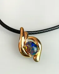 【極美品】神秘の遊色 オパール ペンダントトップ シルバー925 ゴールド仕上げ