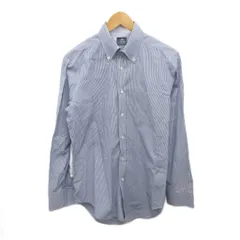 メーカーズシャツ カマクラ MAKER'S SHIRT 鎌倉 美品 ボタンダウンシャツ BDシャツ 長袖 ストライプ 青 ブルー 39-83 L