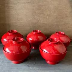 蓋付き椀　お椀　塗りもの　塗り椀　漆器　5客セット