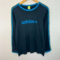 adidas アディダス ロンT ロゴプリント ネイビー Oサイズ 古着 スポーツMIX ストリートのサムネイル