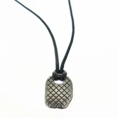 ボッテガヴェネタ BOTTEGA VENETA ナッパレザー イントレチャート プレート ネックレス 354203 VIAI1 1000 925 シルバー ブラック ブランド古着ベクトル 中古▲■250929のサムネイル