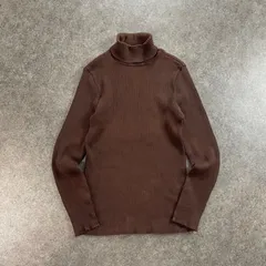 TORNADO MART トルネードマート 長袖 ニット セーター タートルネック リブ編み お兄系 Japanese Label ブラウン 茶 コットン