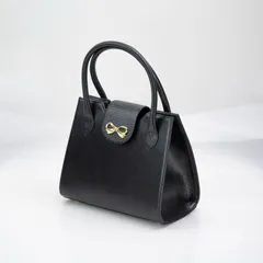 ハナエモリ HANAE MORI ハンドバッグ フォーマル 黒 ブラック リボン ゴールド金具 レザー 冠婚葬祭 入学式 卒業式