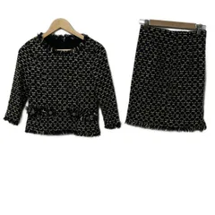 ダイアグラム スカートセットアップ レディース - 黒×イエロー×マルチ ツイード/ラインストーン/ラメ/フリンジ