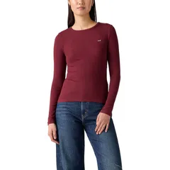 リーバイス レディース トップス Tシャツ クルーネック Womens Levis Hayes Long Sleeve Crewneck Tee Tawny Port