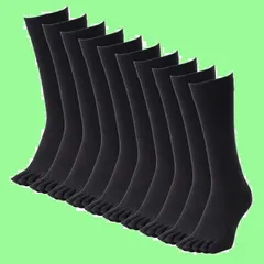 メンズ ビジネス 五本指ソックス 靴下 10足セット 綿 消臭 [RENFRO] 抗菌防臭 ブラック 25-28cm