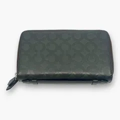 コーチ シグネチャー トラベルオーガナイザー ラウンドファスナー長財布 ブラウン PVCレザー