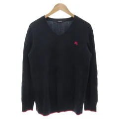 バーバリーブラックレーベル BURBERRY BLACK LABEL コットンニット セーター Vネック 長袖 ウール混 3 紺 ネイビー ピンク /GV ■GY14