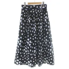 トゥービーバイアニエスベー To b. by agnes b. ロングスカート 38 黒 ブラック ハート柄 Aラインシルエット /AB ■OS