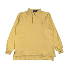 90s Polo by Ralph Lauren ラルフローレン ワンポイント 鹿子 長袖 ポロシャツ L/イエロー系 メンズ ビンテージ